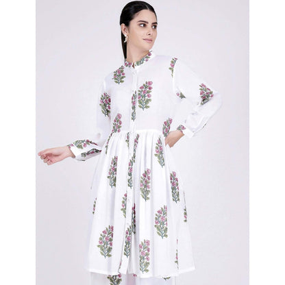 First Resort by Ramola Bachchan White Floral Kurta