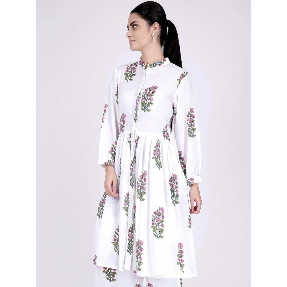 First Resort by Ramola Bachchan White Floral Kurta
