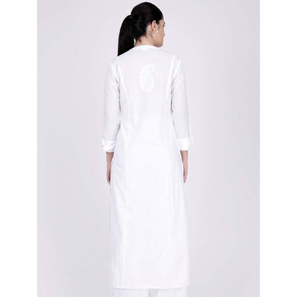 First Resort by Ramola Bachchan White Straight Kurta