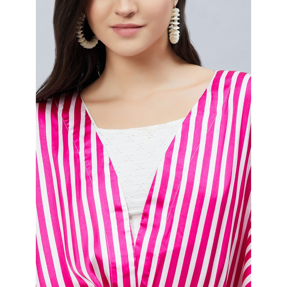 First Resort by Ramola Bachchan Pink And White Full Length Cover-Up (Set of 2)