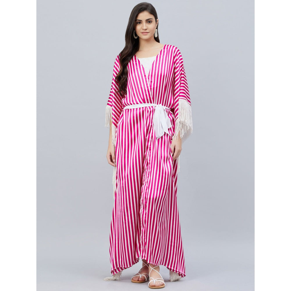 First Resort by Ramola Bachchan Pink And White Full Length Cover-Up (Set of 2)