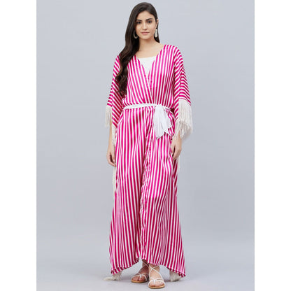 First Resort by Ramola Bachchan Pink And White Full Length Cover-Up (Set of 2)
