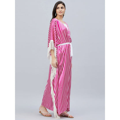 First Resort by Ramola Bachchan Pink And White Full Length Cover-Up (Set of 2)