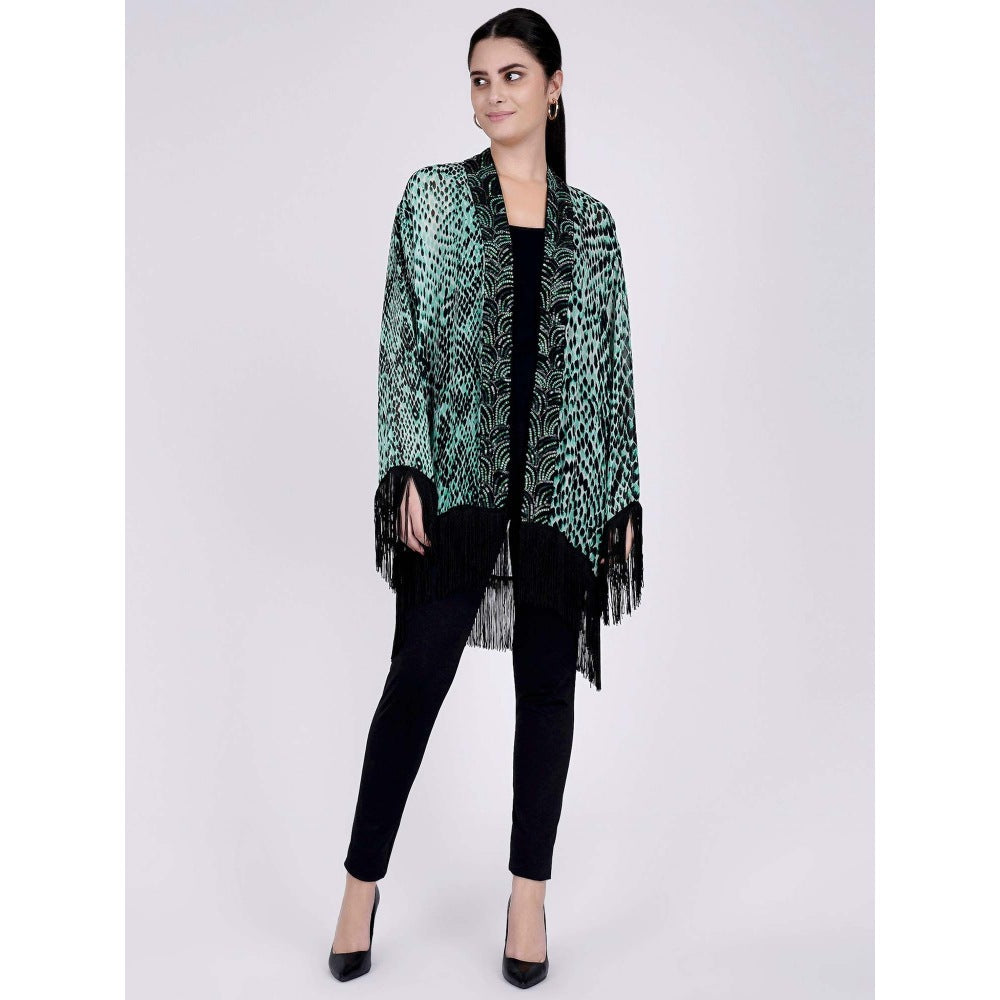 First Resort by Ramola Bachchan Green Animal Print Kimono
