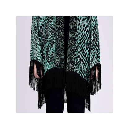 First Resort by Ramola Bachchan Green Animal Print Kimono