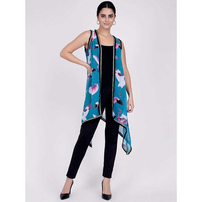 First Resort by Ramola Bachchan Blue Flamingo Shrug