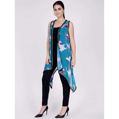 First Resort by Ramola Bachchan Blue Flamingo Shrug