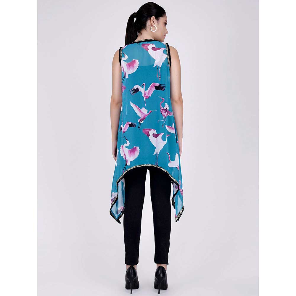 First Resort by Ramola Bachchan Blue Flamingo Shrug
