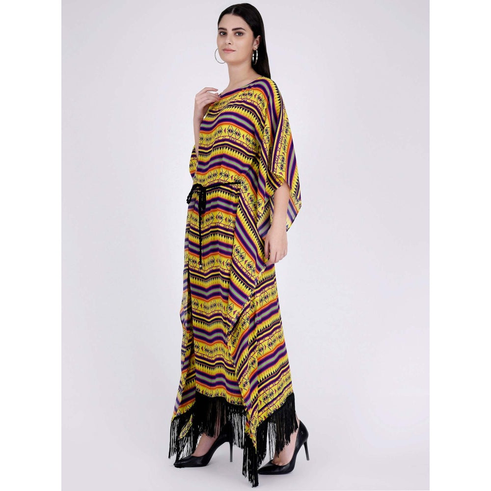 First Resort by Ramola Bachchan Yellow Aztec Poncho Dress (Set of 2)