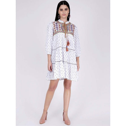 First Resort by Ramola Bachchan Yellow Embroidered Peasant Dress