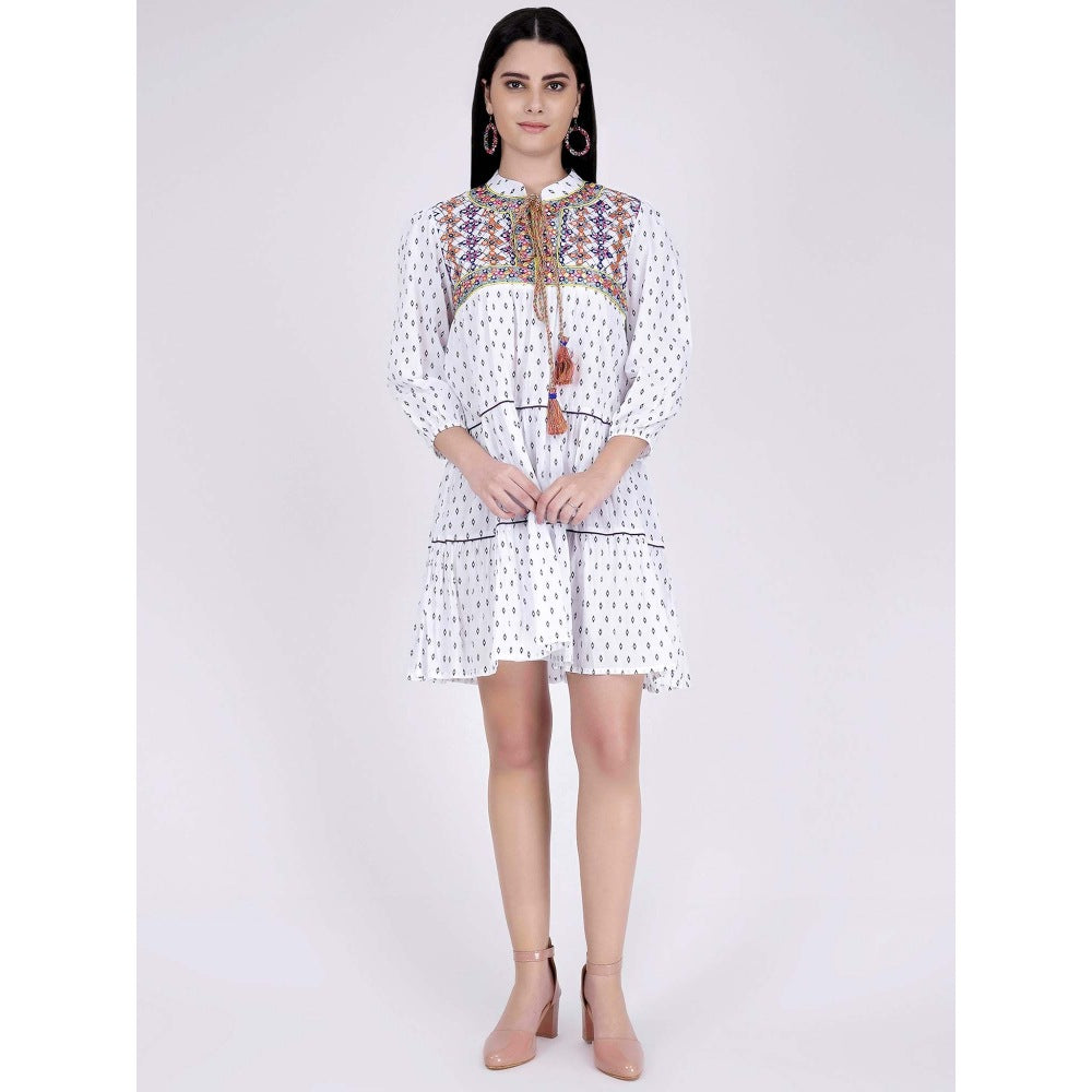 First Resort by Ramola Bachchan Yellow Embroidered Peasant Dress