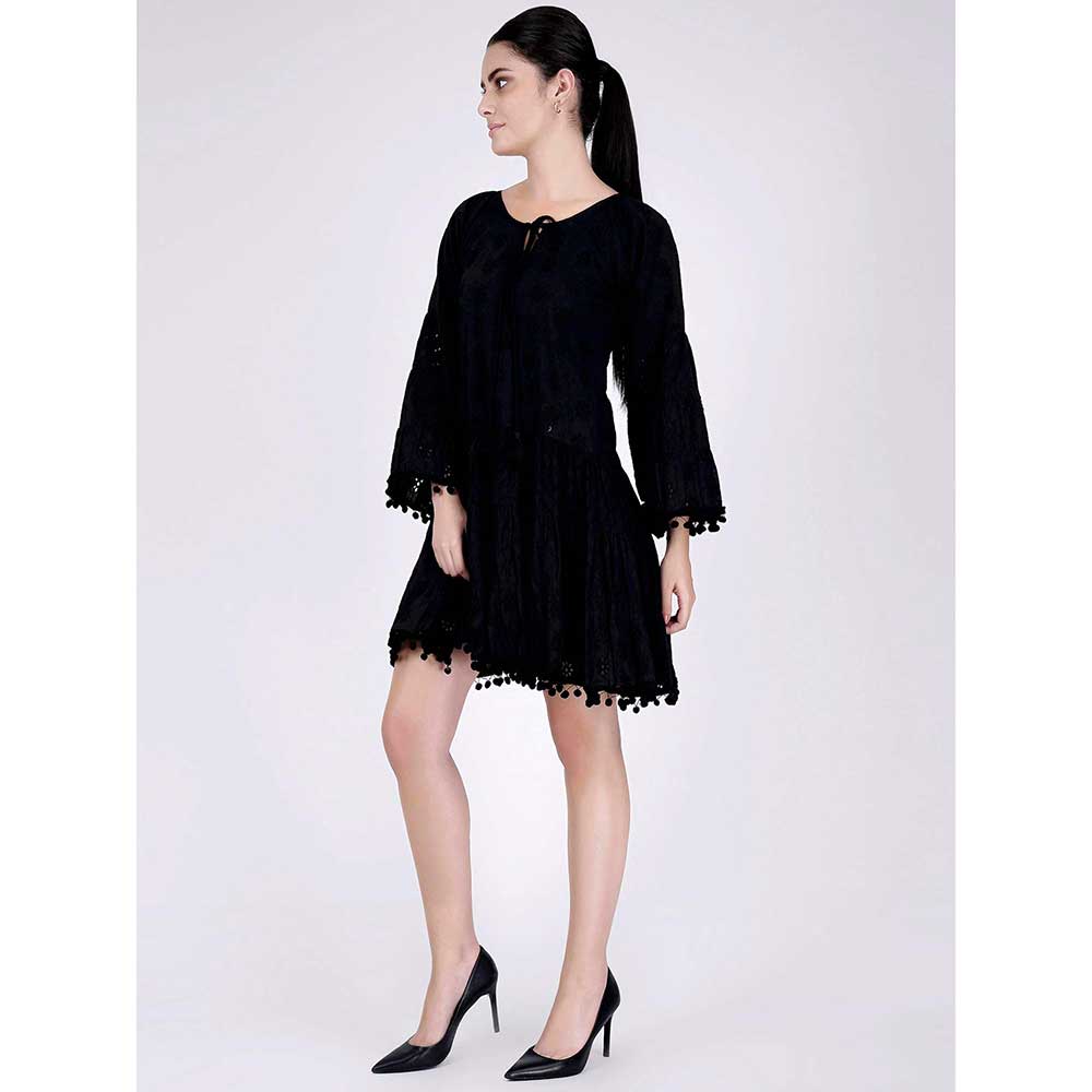 First Resort by Ramola Bachchan Black Eyelet Dress