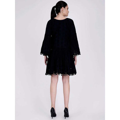 First Resort by Ramola Bachchan Black Eyelet Dress