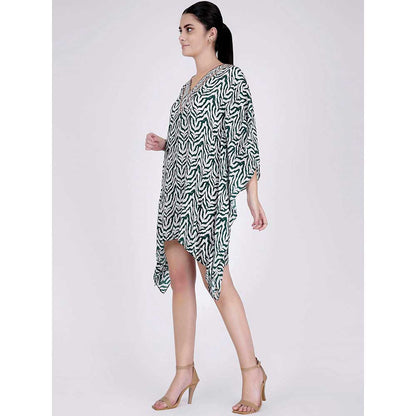 First Resort by Ramola Bachchan Green Zebra Print Kaftan Tunic