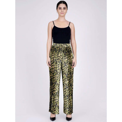 First Resort by Ramola Bachchan Forest Green Camouflage Print Pleated Palazzo