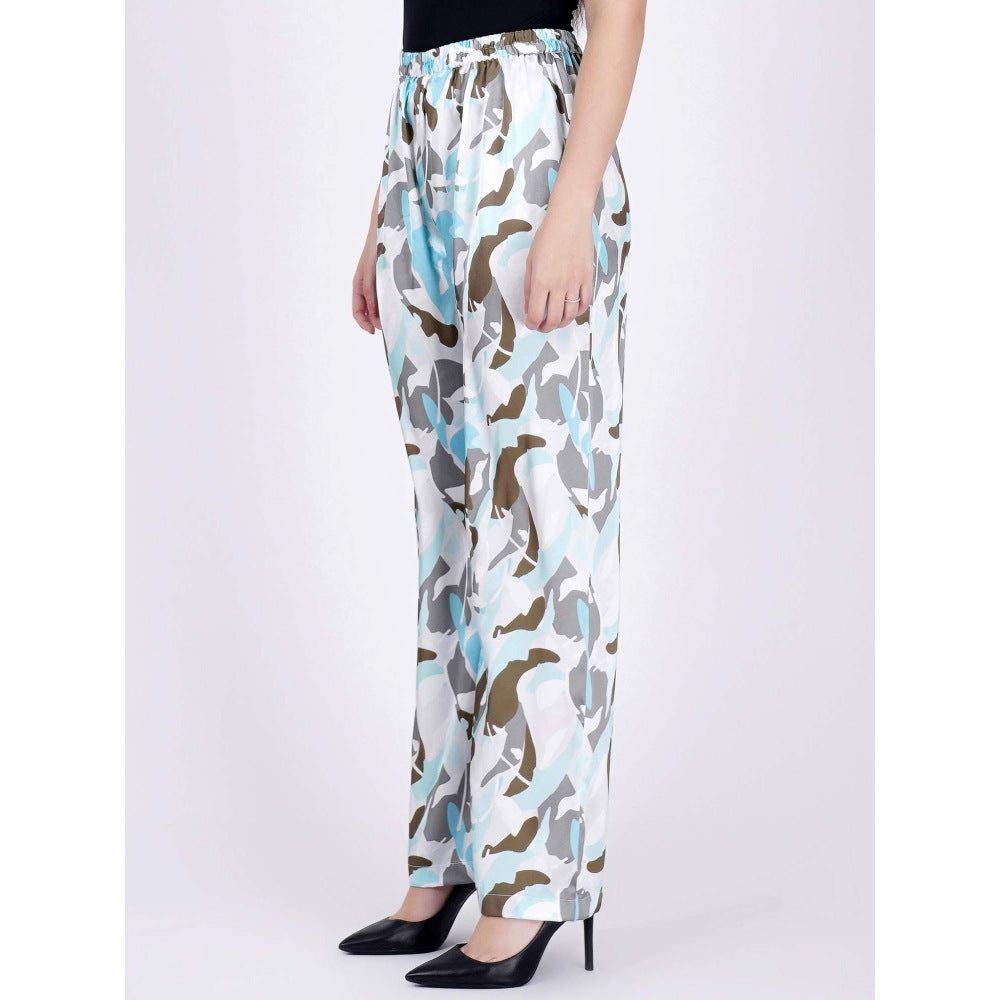 First Resort by Ramola Bachchan Aqua Abstract Camouflage Printed Pants