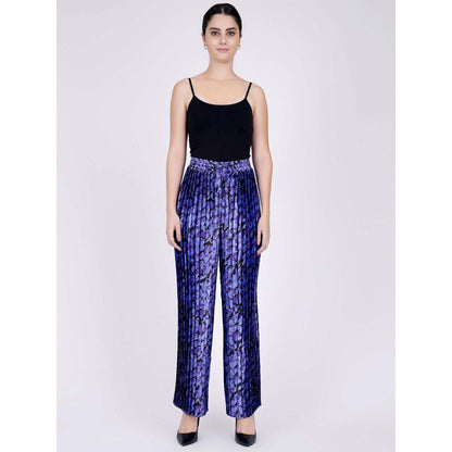 First Resort by Ramola Bachchan Blue Camouflage Print Top And Pleated Palazzo Set (Set of 2)
