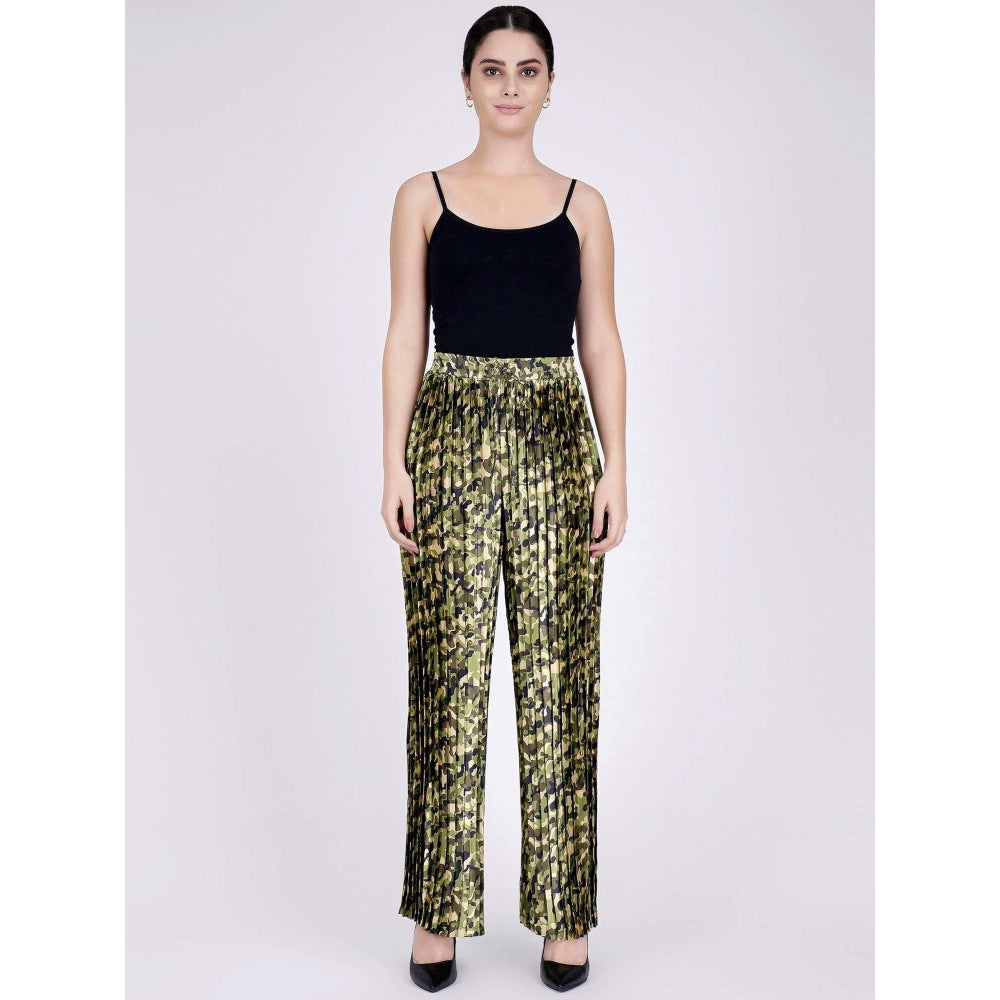 First Resort by Ramola Bachchan Forest Green Camouflage Print Top And Palazzo Set (Set of 2)