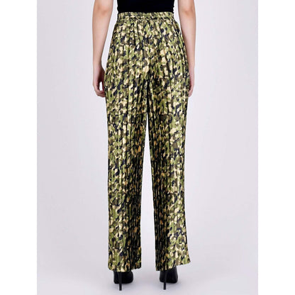 First Resort by Ramola Bachchan Forest Green Camouflage Print Top And Palazzo Set (Set of 2)