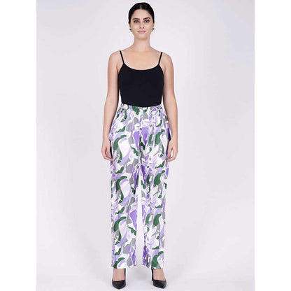 First Resort by Ramola Bachchan Purple Abstract Camouflage Shirt And Pants Set (Set of 3)