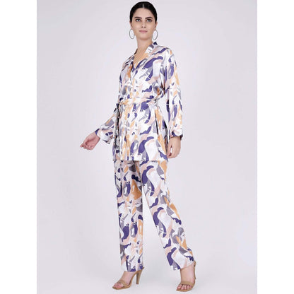 First Resort by Ramola Bachchan Tan Abstract Camouflage Printed Shirt And Pants Set (Set of 3)