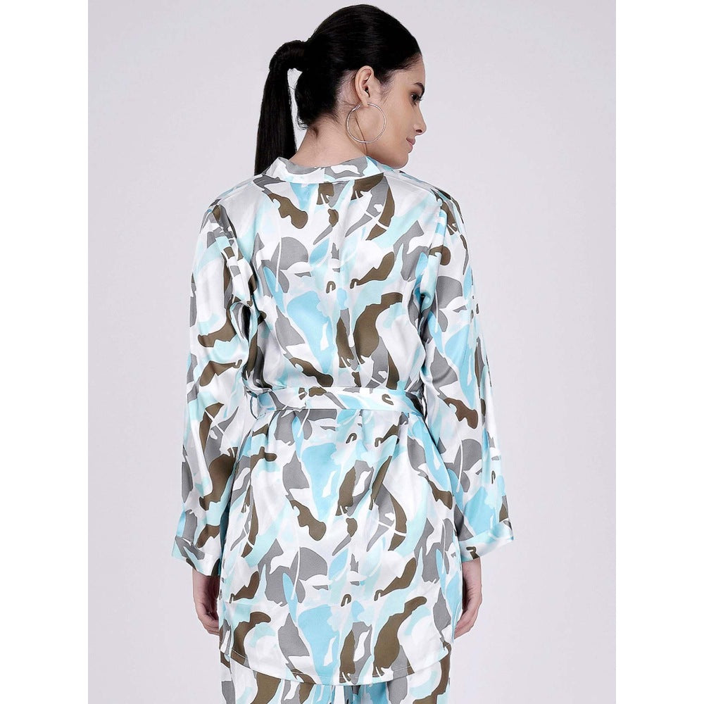 First Resort by Ramola Bachchan Aqua Abstract Camouflage Printed Shirt (Set of 2)