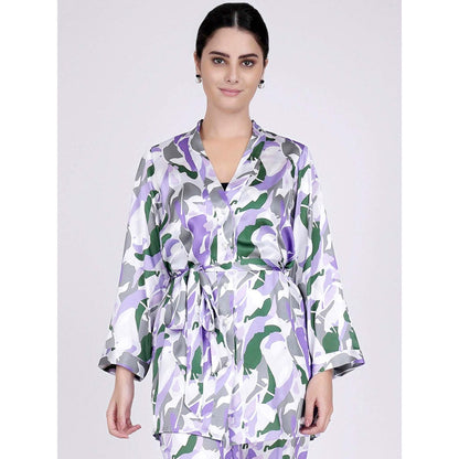 First Resort by Ramola Bachchan Purple Abstract Camouflage Printed Shirt (Set of 2)
