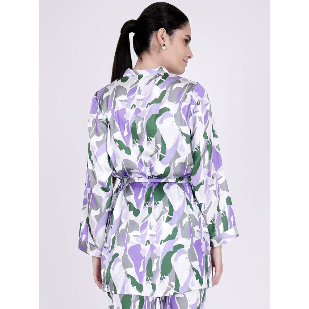 First Resort by Ramola Bachchan Purple Abstract Camouflage Printed Shirt (Set of 2)