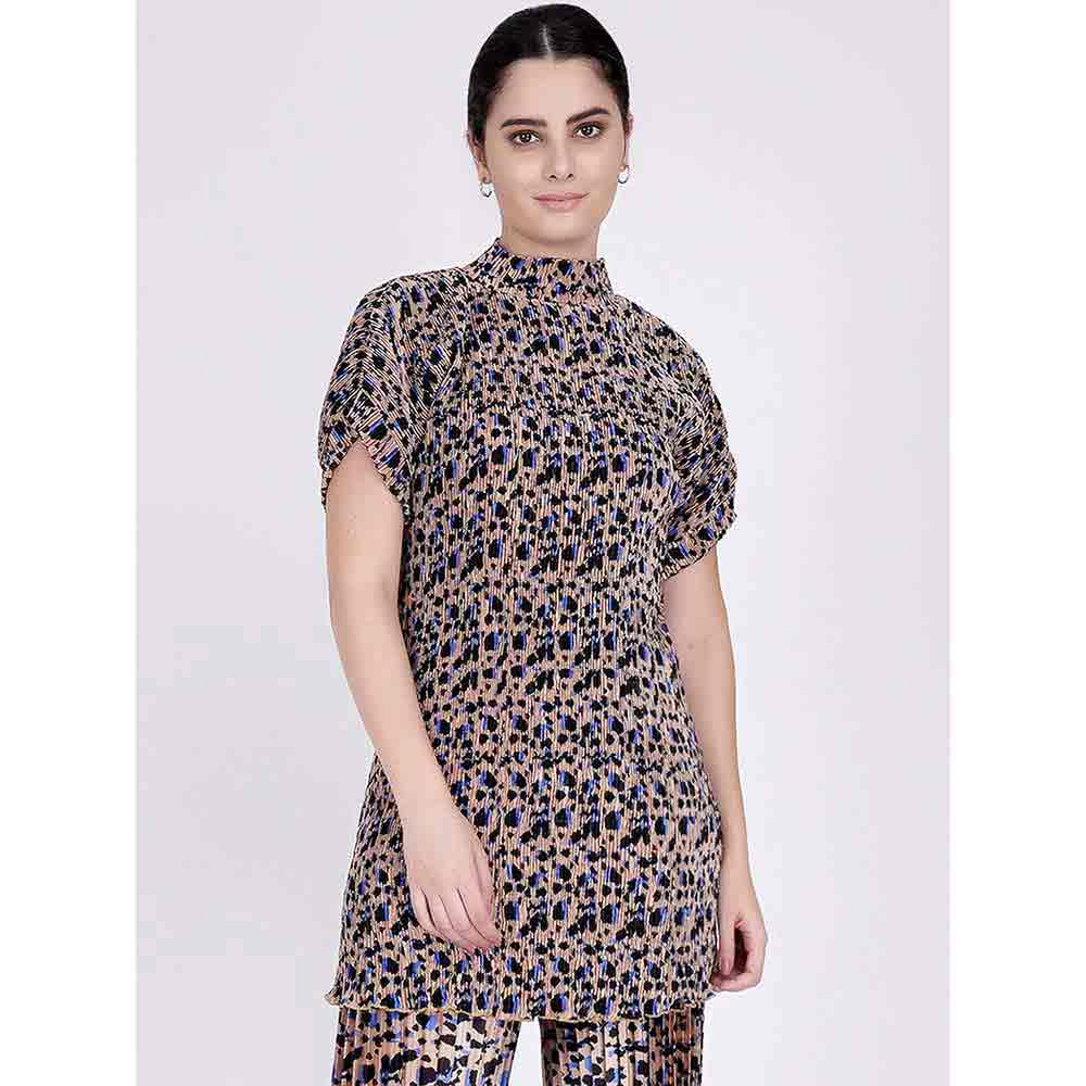 First Resort by Ramola Bachchan Beige Animal Print Top