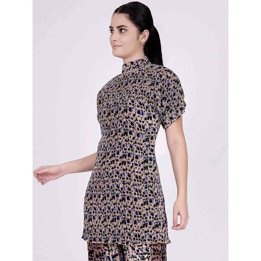 First Resort by Ramola Bachchan Beige Animal Print Top
