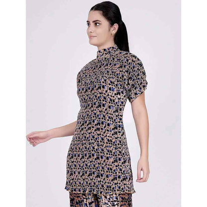 First Resort by Ramola Bachchan Beige Animal Print Top