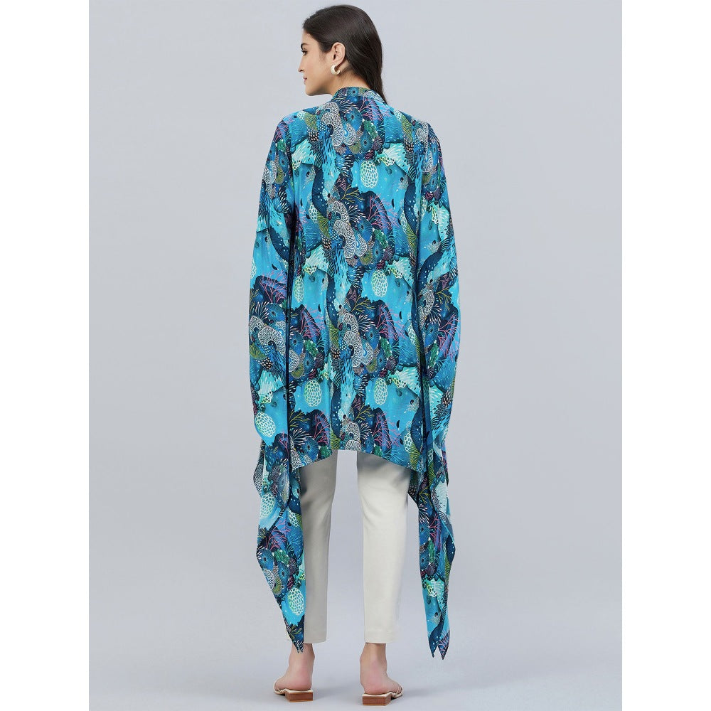 First Resort by Ramola Bachchan Blue And Green Sea Jungle Print Tunic Dress