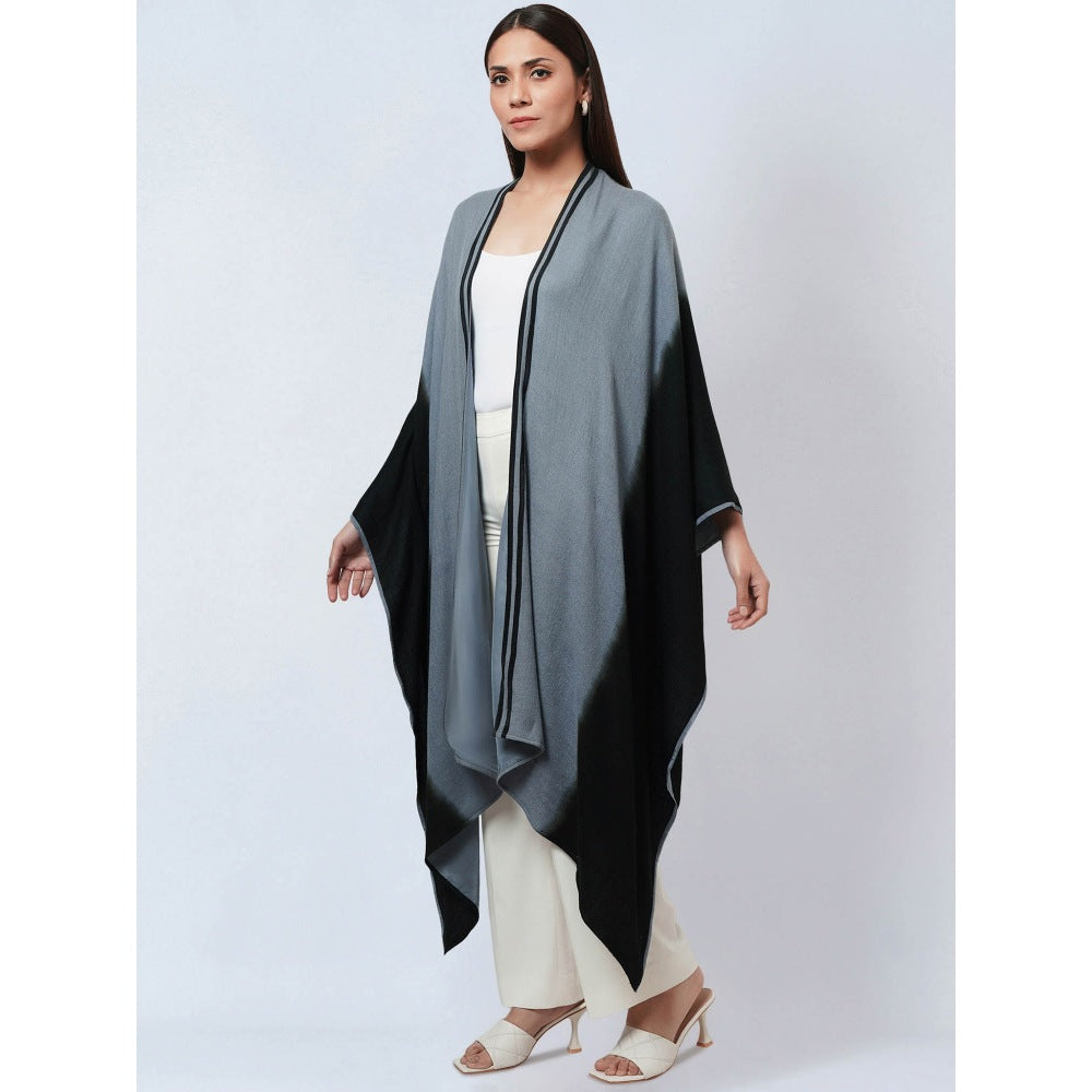 First Resort by Ramola Bachchan Grey & Black Ombre Cashmere Jacket