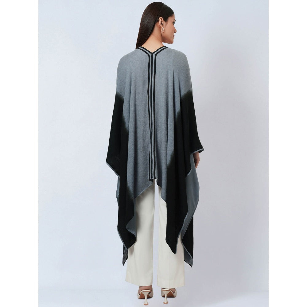 First Resort by Ramola Bachchan Grey & Black Ombre Cashmere Jacket