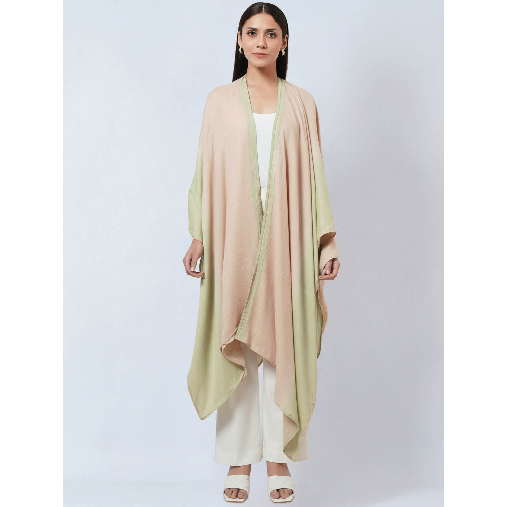 First Resort by Ramola Bachchan Peach & Pistachio Ombre Cashmere Jacket