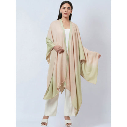 First Resort by Ramola Bachchan Peach & Pistachio Ombre Cashmere Jacket