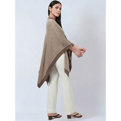 First Resort by Ramola Bachchan Sand & Brown Long Knitted Cashmere Jacket