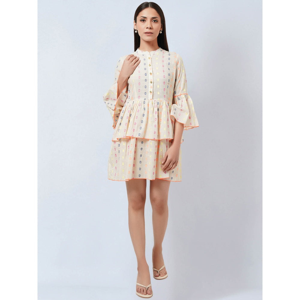 First Resort by Ramola Bachchan Cream Frill Dress