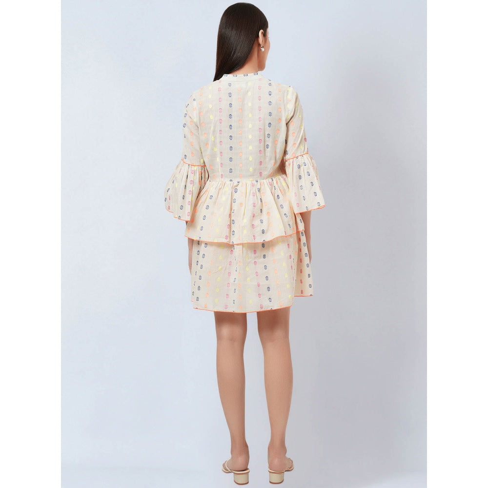 First Resort by Ramola Bachchan Cream Frill Dress