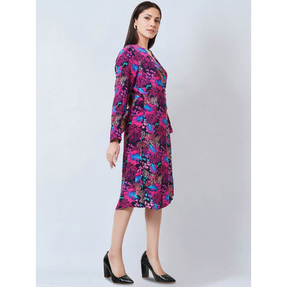 First Resort by Ramola Bachchan Pink Deep Sea Print Wrap Around Dress