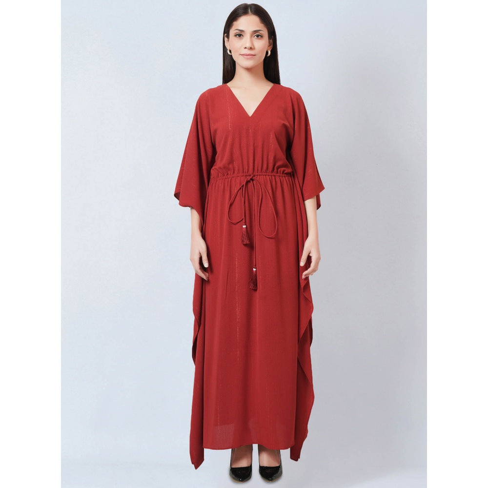 First Resort by Ramola Bachchan Russet Lurex Flared Sleeves Kaftan Dress