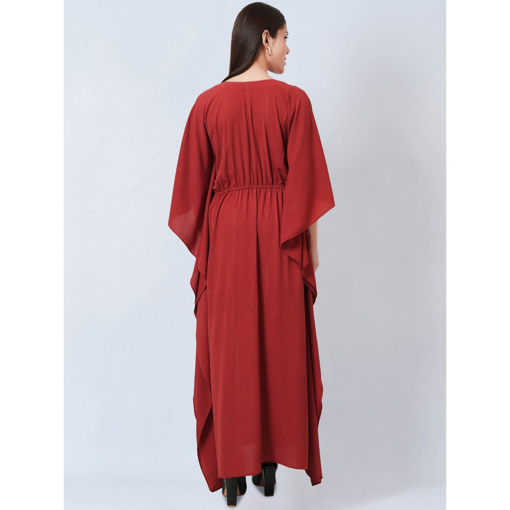 First Resort by Ramola Bachchan Russet Lurex Flared Sleeves Kaftan Dress