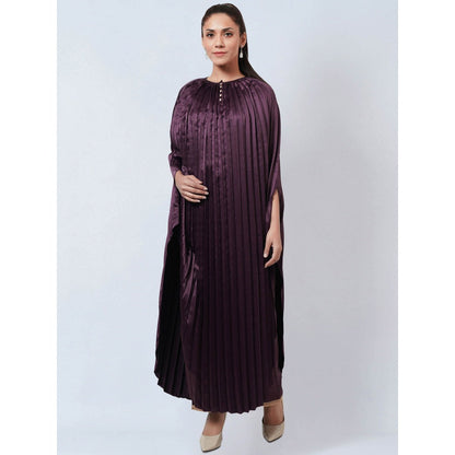 First Resort by Ramola Bachchan Purple Asymmetrical Pleated Kaftan Dress