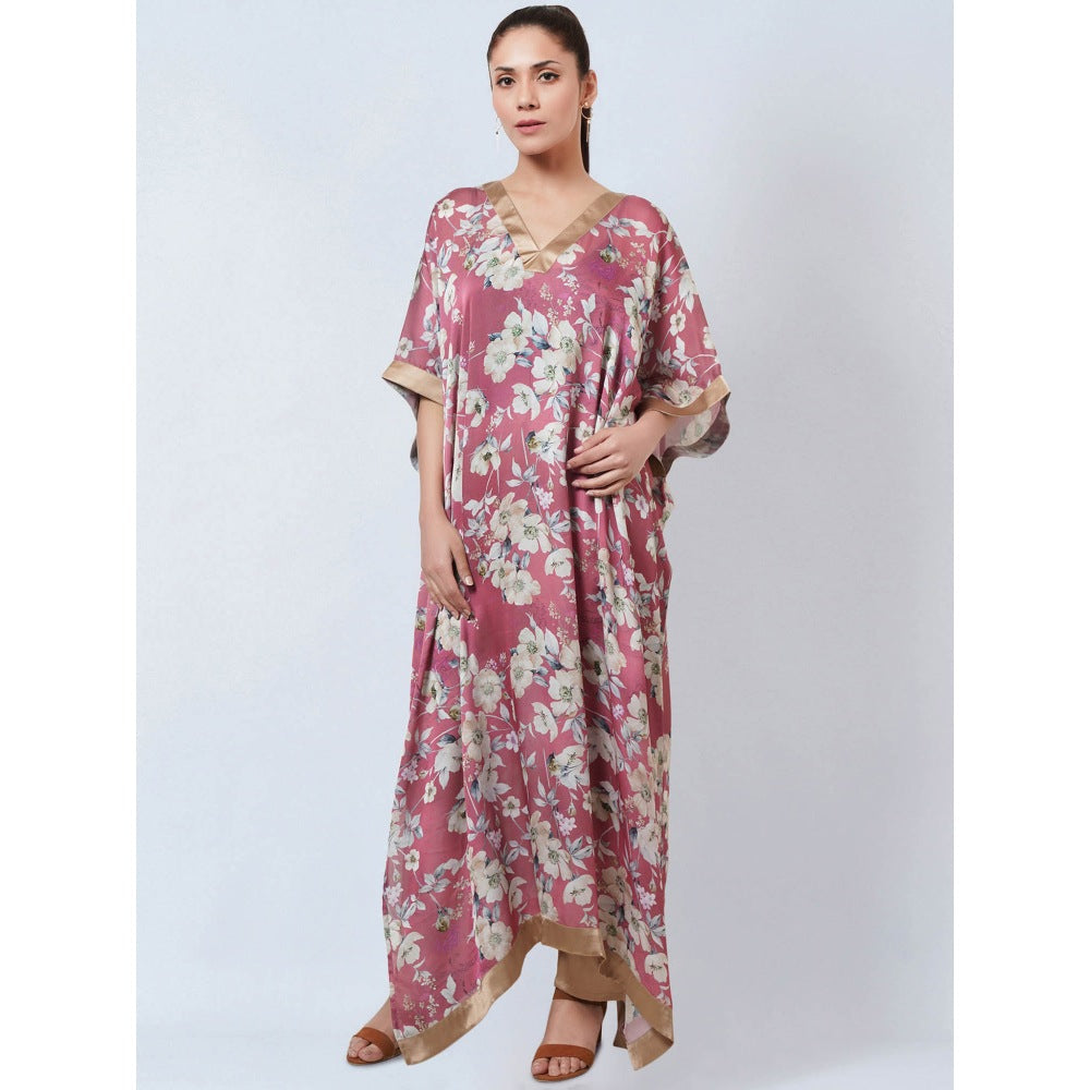 First Resort by Ramola Bachchan Blush Pink & Gold Floral Kaftan Dress