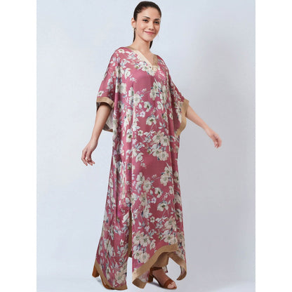 First Resort by Ramola Bachchan Blush Pink & Gold Floral Kaftan Dress