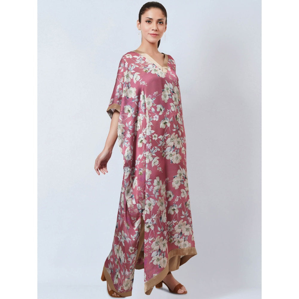 First Resort by Ramola Bachchan Blush Pink & Gold Floral Kaftan Dress