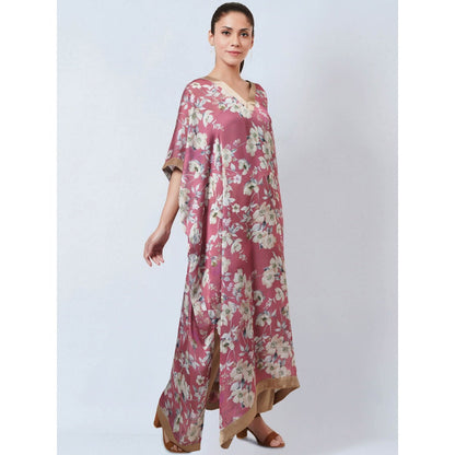 First Resort by Ramola Bachchan Blush Pink & Gold Floral Kaftan Dress