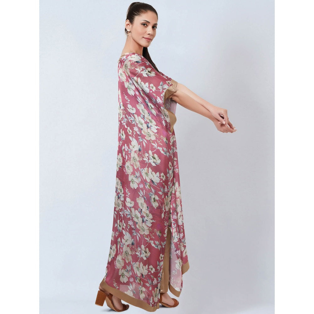 First Resort by Ramola Bachchan Blush Pink & Gold Floral Kaftan Dress
