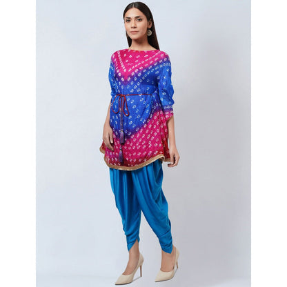 First Resort by Ramola Bachchan Multi-Color Bandhani Tunic with Dhoti Pant (Set of 2)