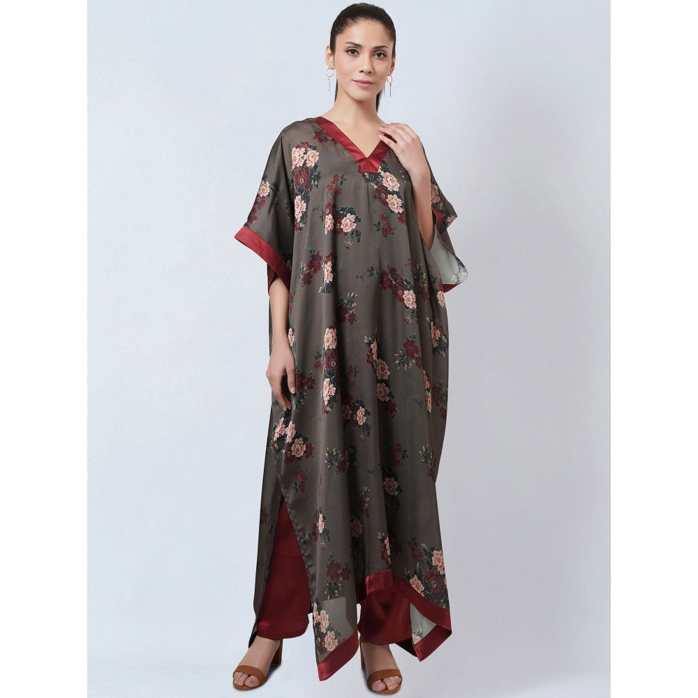 First Resort by Ramola Bachchan Green Floral Kaftan (Set of 2)
